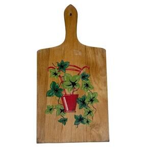 Vintage Mid Decorative Painted Kitchen Cutting Board Ivy Red Planter Mid Century
